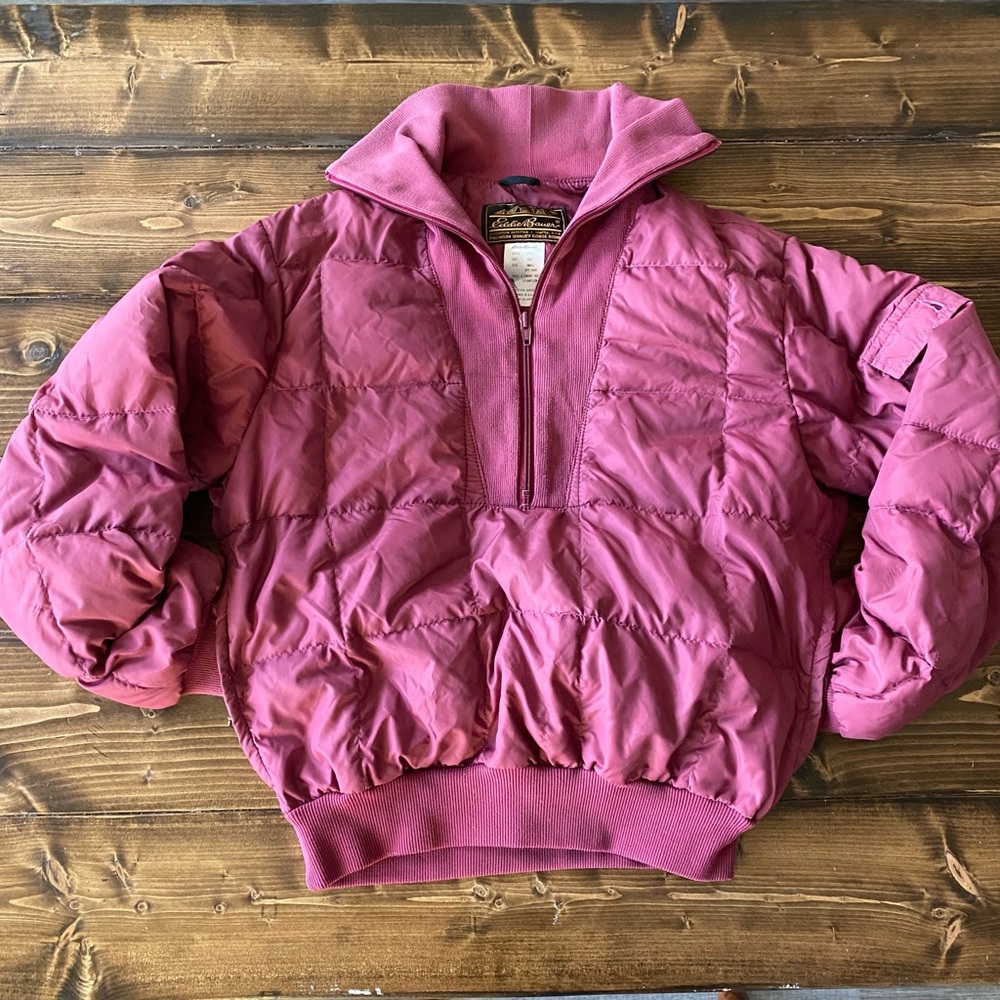 Red Rare Vintage 80s Eddie Bauer Puffer Goose Down Jacket Pullover